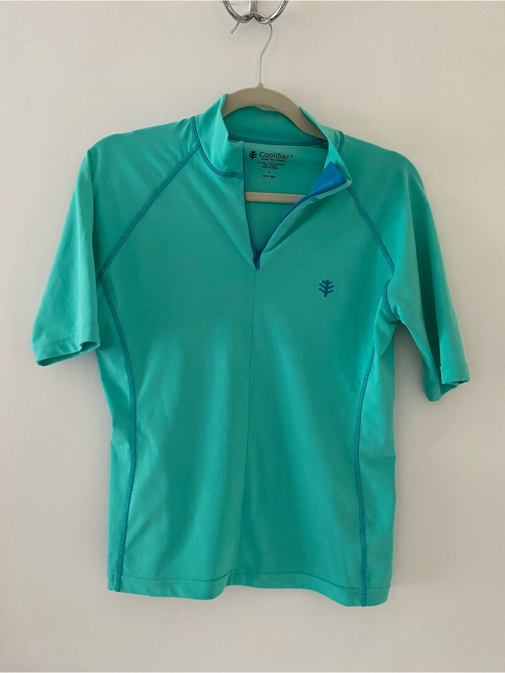 Coolibar 1/4 Zip Short Sleeve Sun Shirt UPF 50+ Sun Protection Size Small